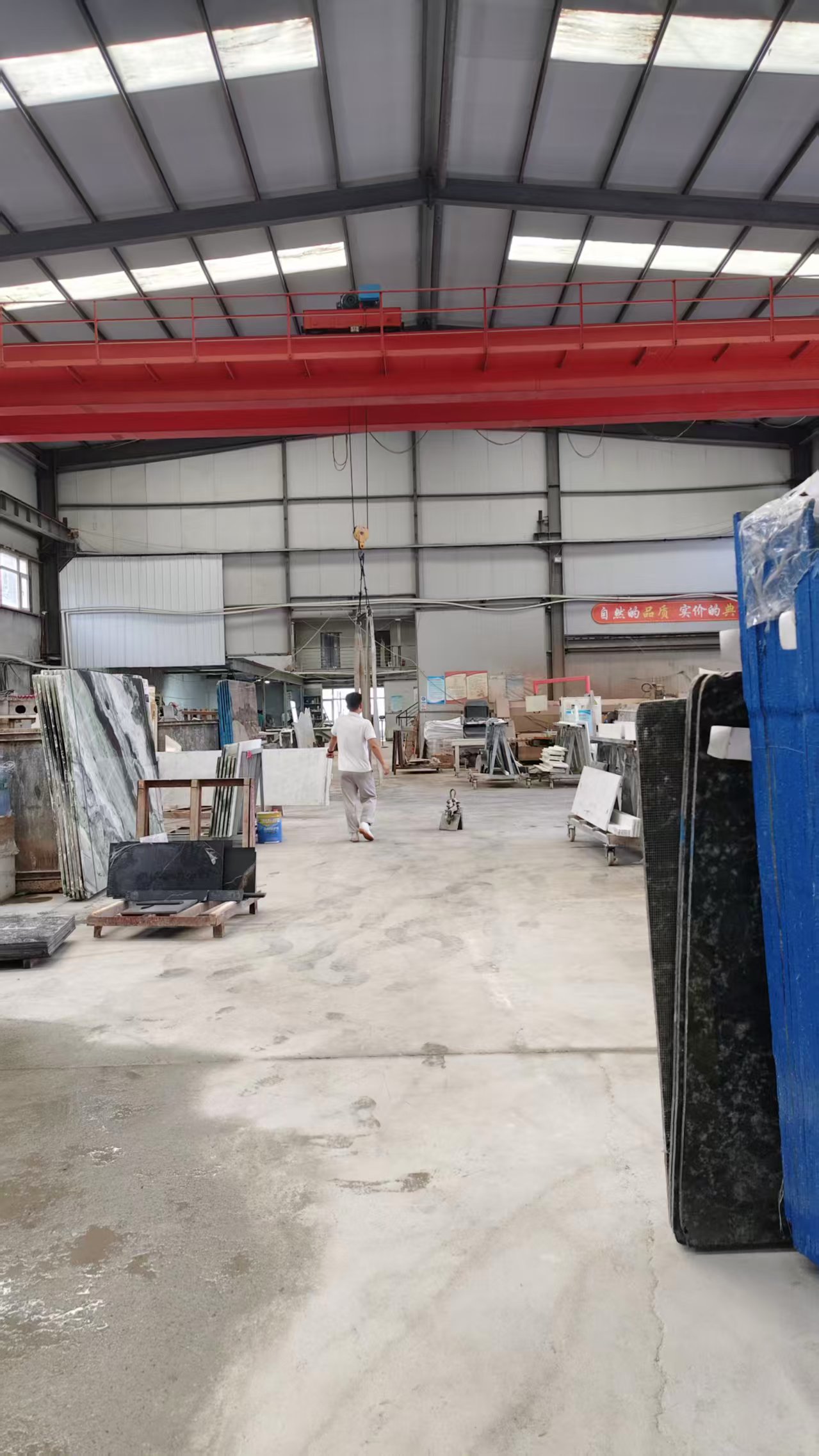 Harbour's stone factory production floor and slab storage